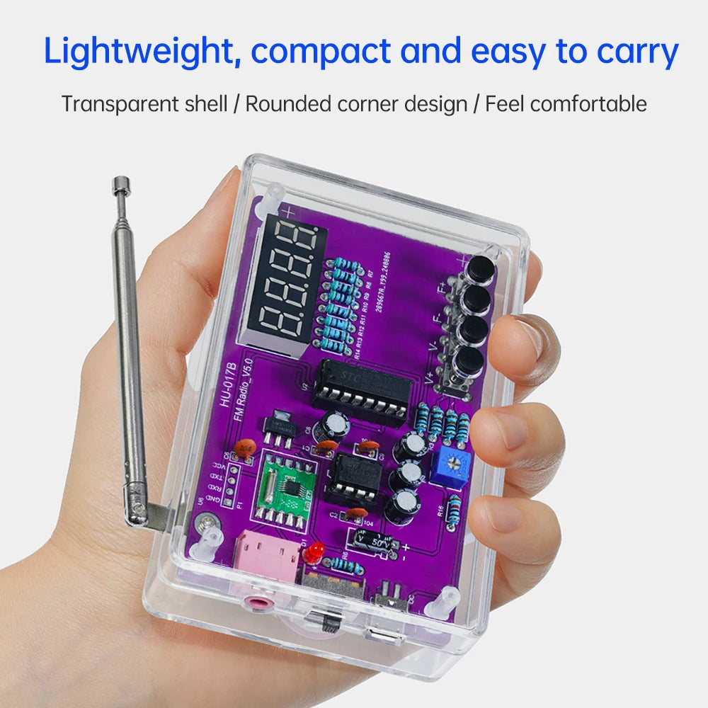 DIY FM Radio Electronic Kit Adjustable Frequency 87-108MHz Digital Display Soldering Project Practice Solder RDA5807S