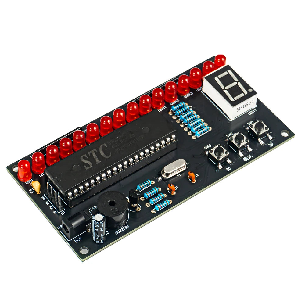 DIY LED Music Flowing Light Electronic Kit Adjustable Speed Multi Form Adjustable STC89C52RC PCB Soldering DIY Practice Kit DC5V