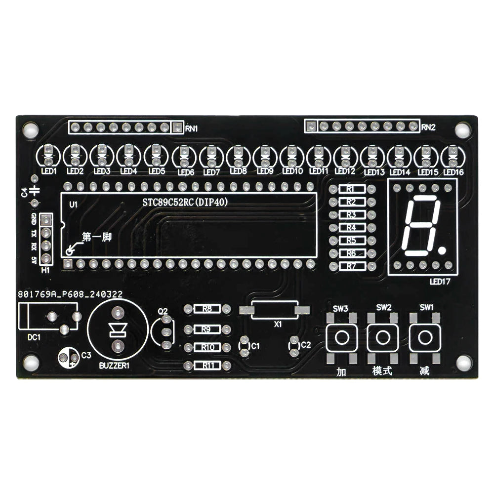 DIY LED Music Flowing Light Electronic Kit Adjustable Speed Multi Form Adjustable STC89C52RC PCB Soldering DIY Practice Kit DC5V
