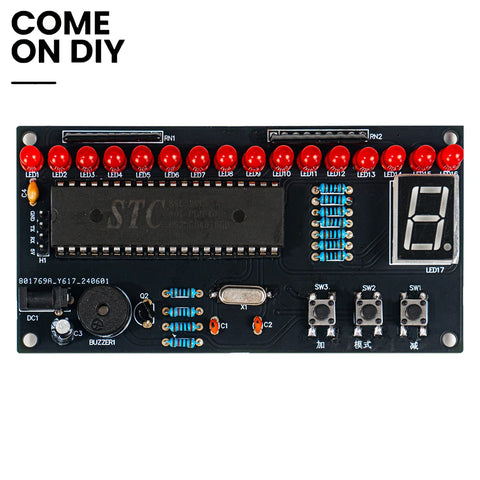 DIY LED Music Flowing Light Electronic Kit Adjustable Speed Multi Form Adjustable STC89C52RC PCB Soldering DIY Practice Kit DC5V