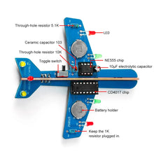 Electronic Small Airplane Flash 7 LED Flow Light Circuit Making Kit NE555+CD4017 DIY Welding Practice Parts Red/Green/Yellow