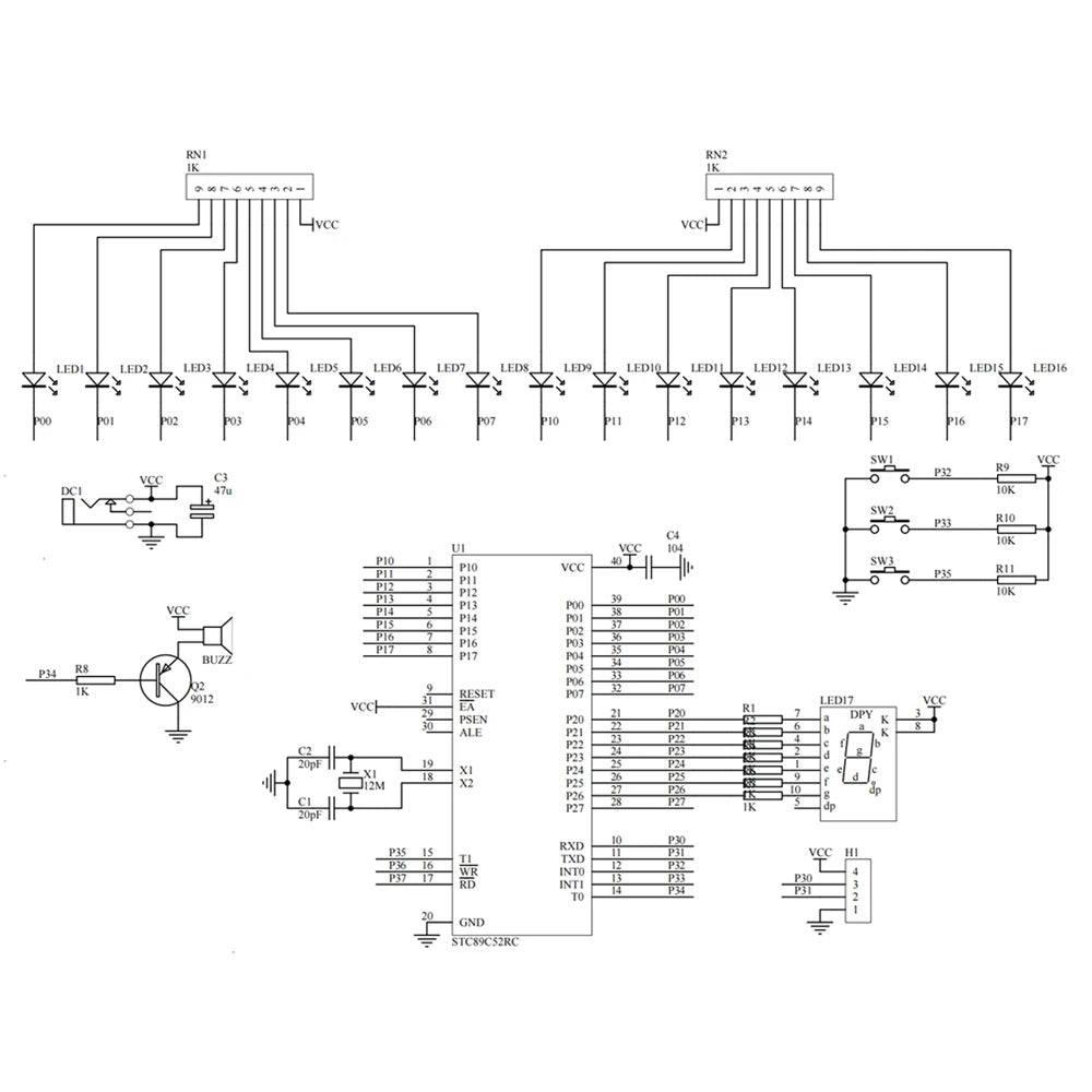 DIY LED Music Flowing Light Electronic Kit Adjustable Speed Multi Form Adjustable STC89C52RC PCB Soldering DIY Practice Kit DC5V