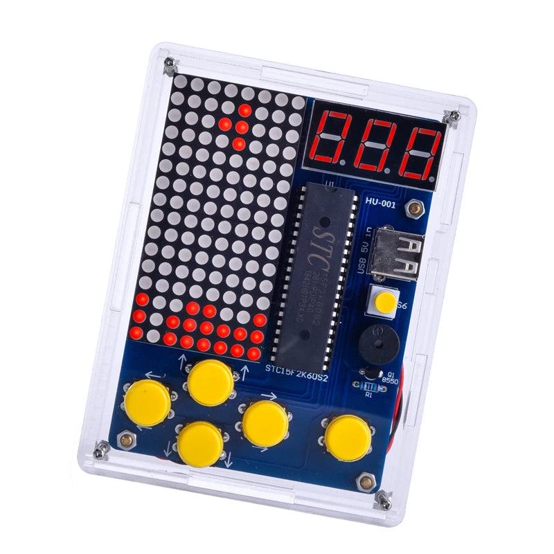 Pixel Game Machine DIY Kit 51 Single Chip Welding Training Assembly Mini Game Machine Snakes Racing Car Airplane