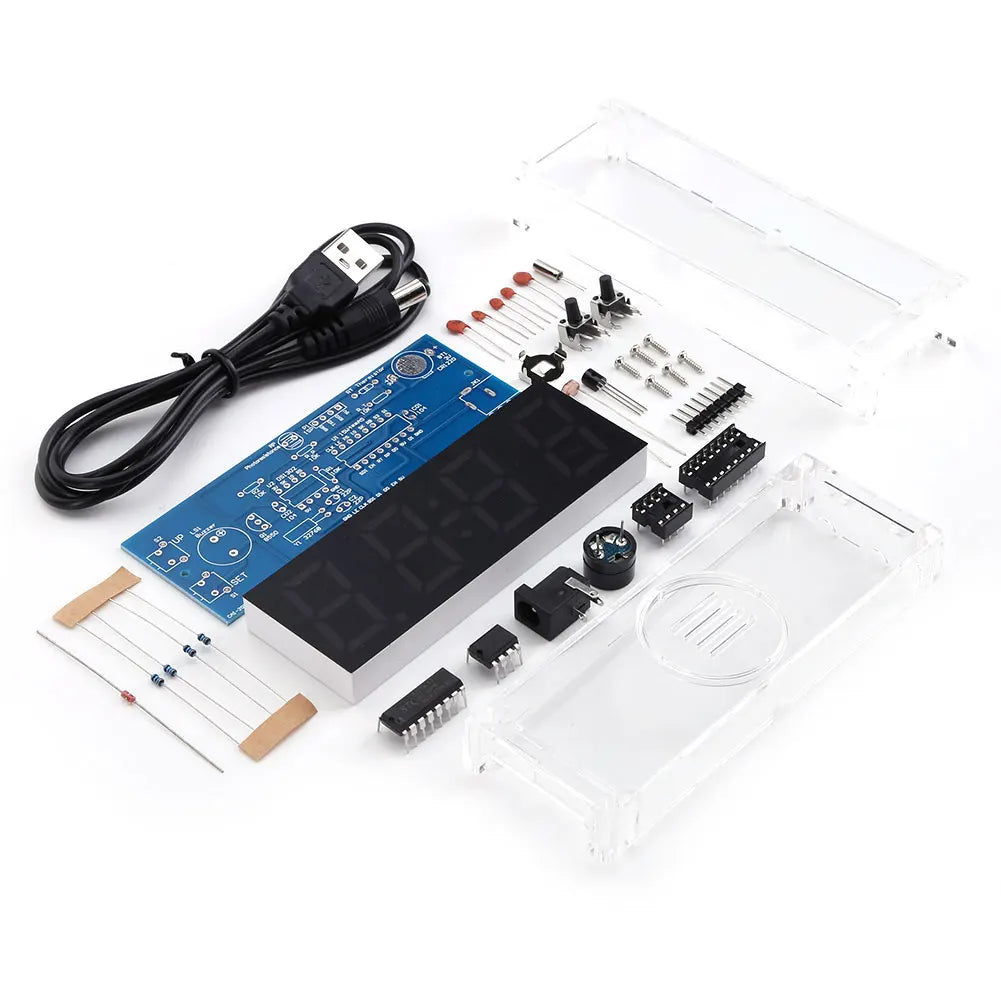 Colorful DIY Digital Clock Kit Display Date Week Temperature Alarm Soldering Project Learning Practice Solder Diy Electronic Kit